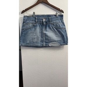 Denim‎ Mini Skirt, Faded Blue Wash, Short, Casual Fashion, Women's Clothing 8/29